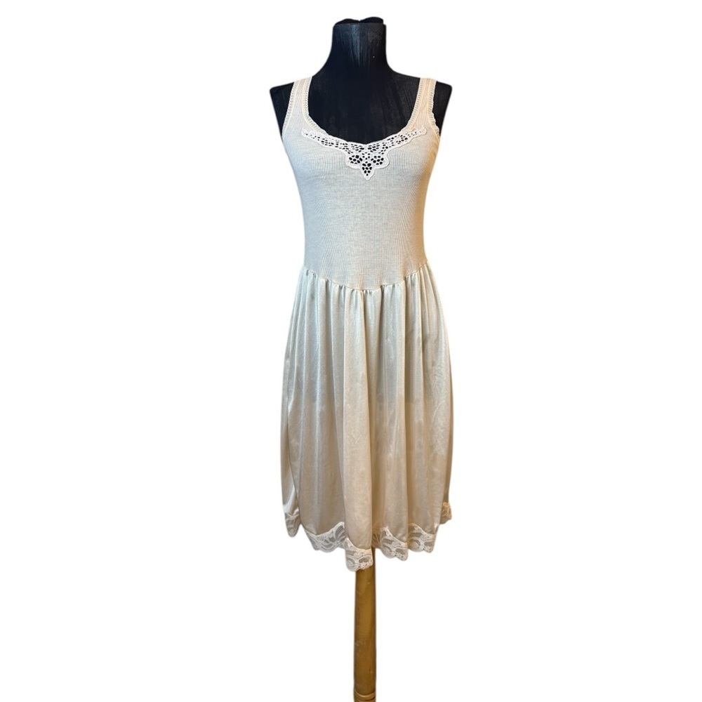Vintage Cream Chemise with Lace Detail